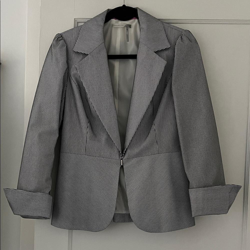 Classiques Entier Pinstripe Blazer in Black and White